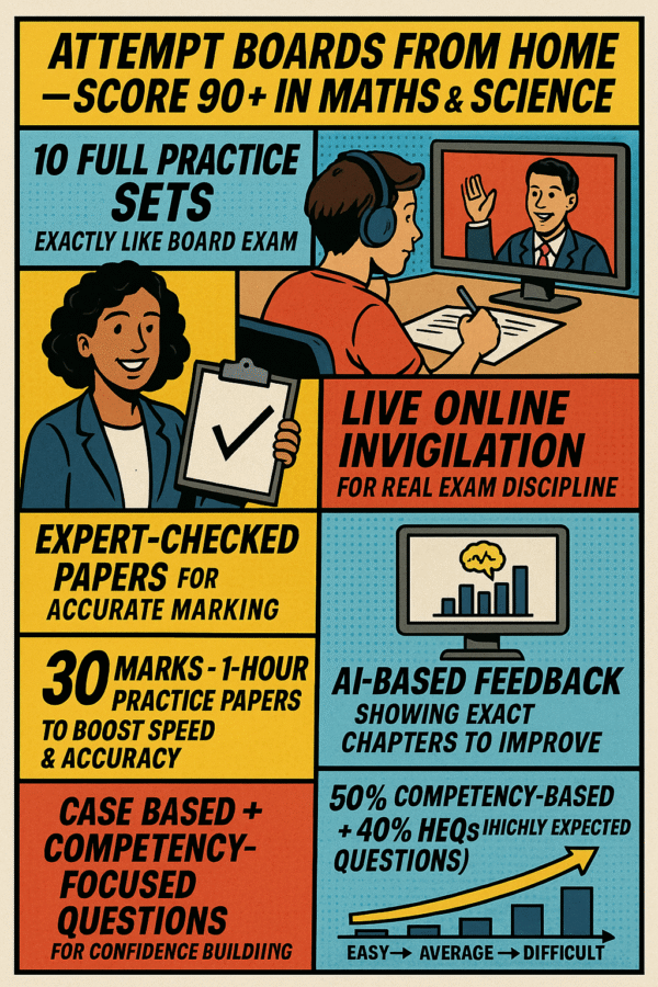 Attempt Boards from Home – Score 90+ in Maths & Science (10 Practice Set Program)