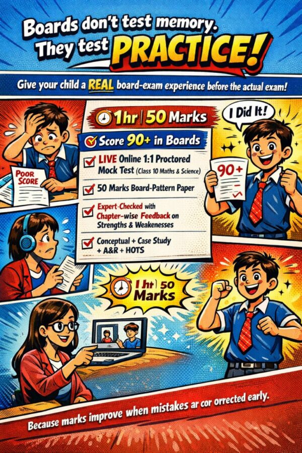 Score 90+ in Class 10 CBSE Boards Maths & Science LIVE Online Proctored Mock Test