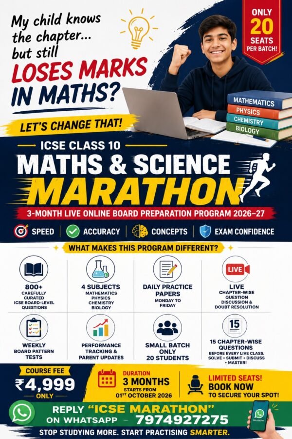 ICSE Class 10 Maths & Science Marathon 2026-27 – Master Maths with 800+ Board-Level Questions (Copy)